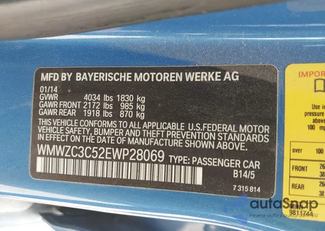 2014 Mini Countryman Cooper S from USA, damaged, VIN WMWZC3C52EWP28069